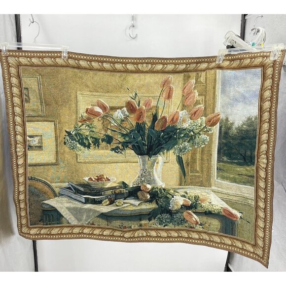 Riddle Home & Gifts Other - Vase Peach Tulips Tapestry Wall Hanging Riddle Home & Gifts Rod Pocket 51" x 37"